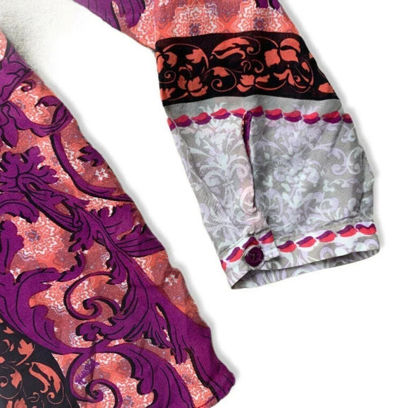 Hale Bob Gray Purole Mixed Floral Prints Blouse - Picture 5 of 6